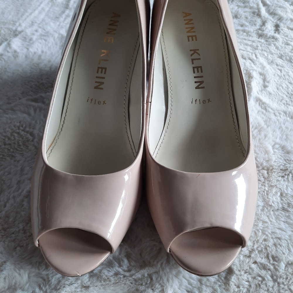 Anne Klein Meagan Peep Toe Pumps Nude Beige Womens Sz 10 - Picture 3 of 11